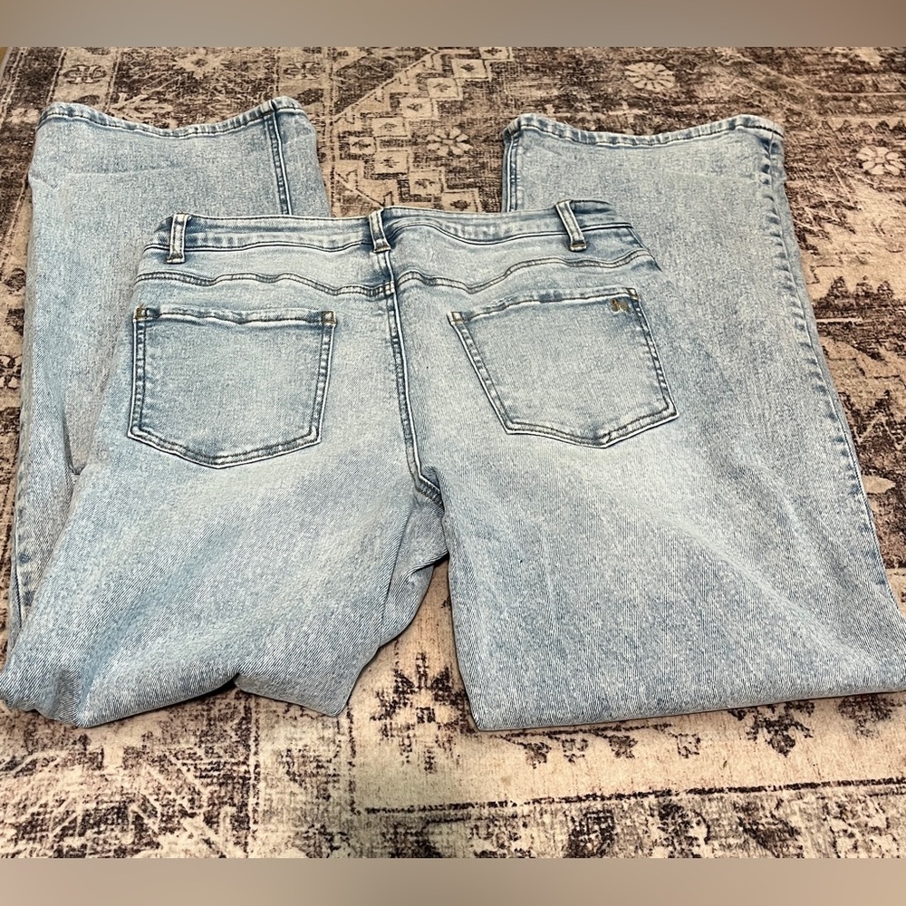 Grace & Lace Light Washed Distressed Wide Leg Jeans - Picture 2 of 5